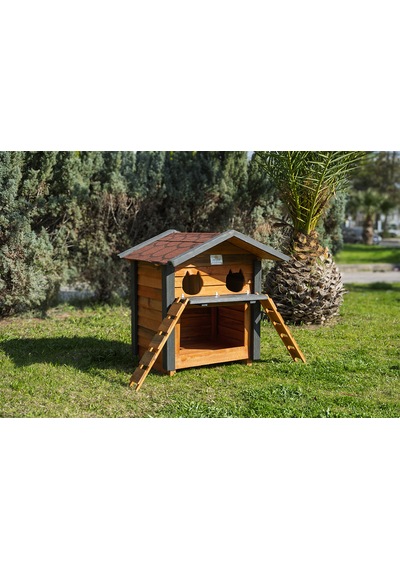 2 Yuvalı Kedi Evi Mamalıklı