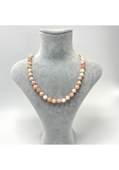 Yıldız Doğal Taş Pembe Opal Doğal Taş 6 MM Makrome Kolye 45 CM - 55 CM Ayarlanabilir Pembe