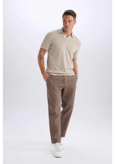 DeFacto %100 Pamuk Yazlık Jogger Pantolon Regular Fit Normal Kesim Keten Görünümlü Düz Paça Cepli B4138AX25SPKH487
