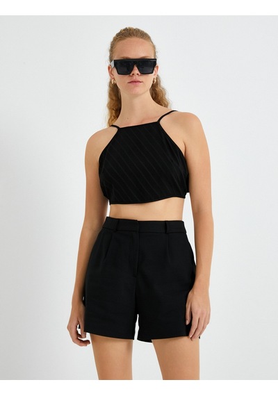 Koton Crop Atlet Halter Yaka Siyah 2sak30009uw 2SAK30009UW999