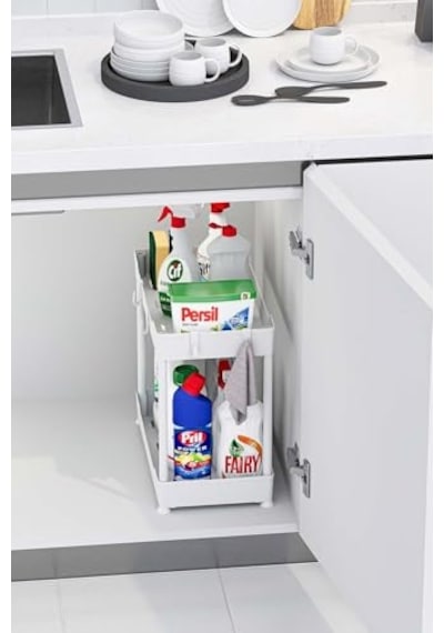 2 Katlı Plastik Beyaz Banyo Mutfak Rafı Mıt1054 Diğer