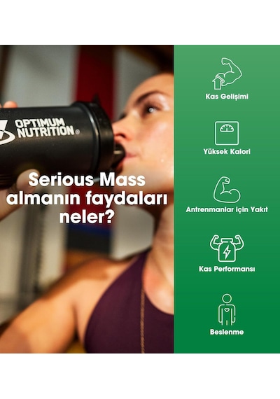On Optimum Nutrition Serious Mass Çilek Aromalı 2.73kg 8 Servis Ahududu