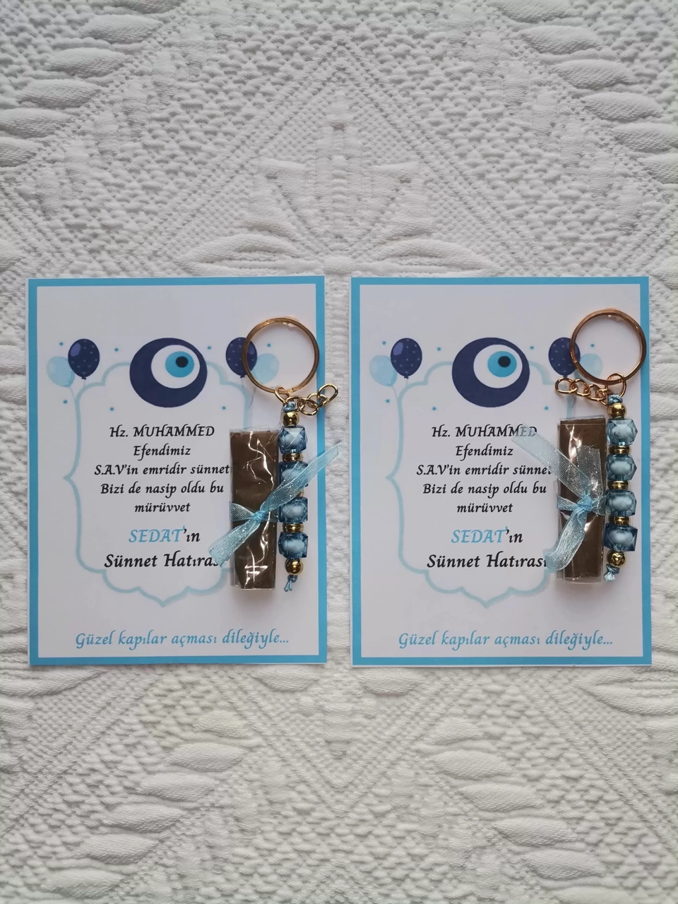 100 Adet Kişiye Özel Hz Muhammed S.a.v'in Emridir Yazılı Sünnet Hatırası Anahtarlık & Kına Hediyelik