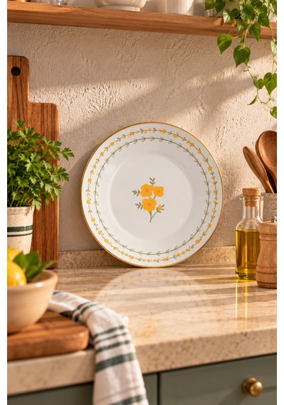 Bernardo Almera Emaye Servis Tabağı 32 Cm Beyaz - Pembe