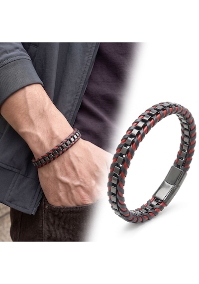 Premium Parlak Ve Şık Kırmızı Siyah Biyeli Deri Örgü 316l Çelik Zincir Bileklik 31834b25d2 20 Cm Siyah - Kırmızı Premium Parlak Ve Şık Kırmızı Siyah Biyeli Deri Örgü 316l Çelik Zincir Bileklik 31834b25d2 20 Cm Siyah - Kırmızı