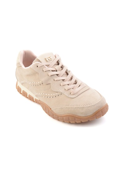 Bambi Bej Süet Hakiki Deri Kadın Sneaker K01753516102