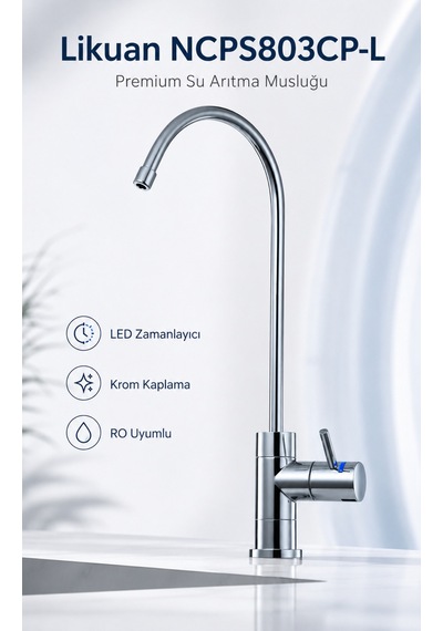 Ncps803cp-l Nsf Sertifikalı Led Li Krom Su Arıtma Musluğu Gümüş