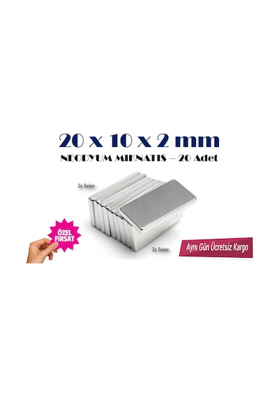 Neodyum Mıknatıs Neodyum Magnet 20X10X2 Mm 20Adet Neodyum Mıknatıs Neodyum Magnet 20X10X2 Mm 20Adet
