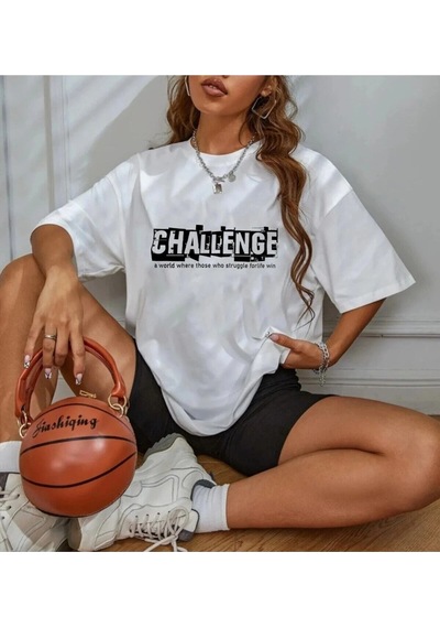 Startmore Unisex Challenge Rahat Kesim Oversize Beyaz