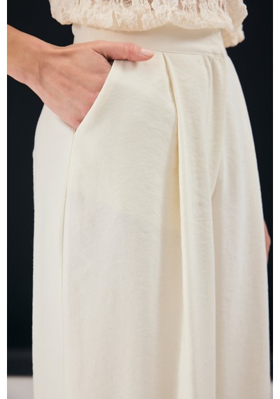 Sateen Dina Pantolon - Taş-137350