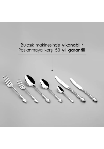 Nehir Adriana Sade 12 Kişilik 89 Parça Deri Kutulu Çatal Kaşık Bıçak Takımı Gümüş