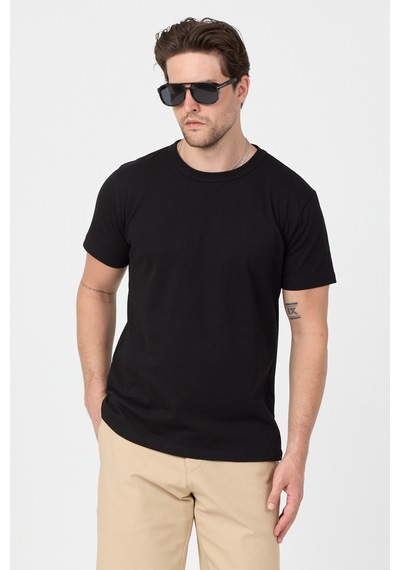 Tonny Black Normal Kalıp Rahat Basic T-shirt Erkek Siyah Tbtshrt010