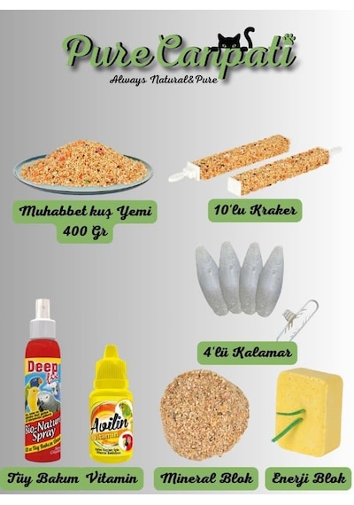 Muhabbet Kuş Yem,vitamin,gaga Taşı Ve Bakım Seti