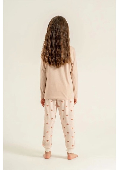 Rolypoly Kız Çocuk Baskılı Pijama Takımı Bej Rp3915-3