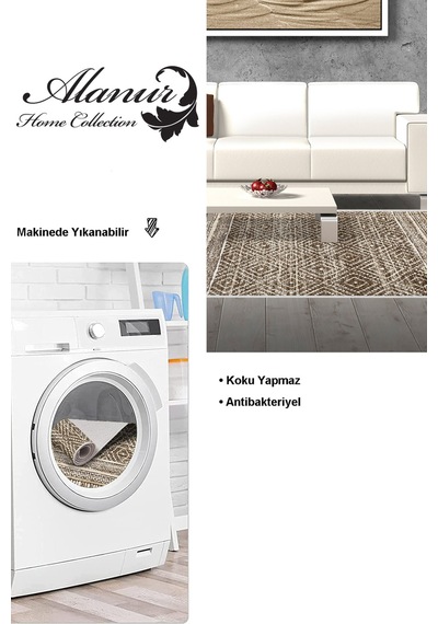 Dekoreko Kaymaz Taban Djt Salon Halısı Trend Saçaklı Iskandinav F5087 Kahve