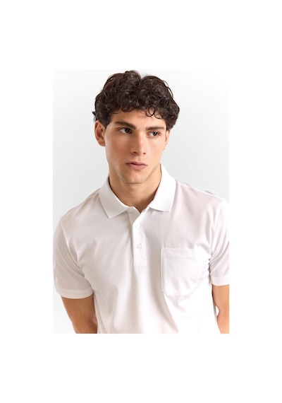 Süvari Beyaz Regular Düz Baskısız Düz Fermuarlı Polo Yaka Tişört Ts1014000442-bey