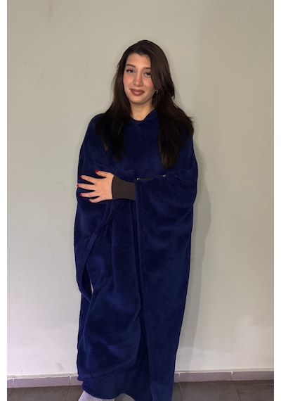 Giyilebilir Hoodie Battaniye Rahat Kalıp Tek Beden Lacivert