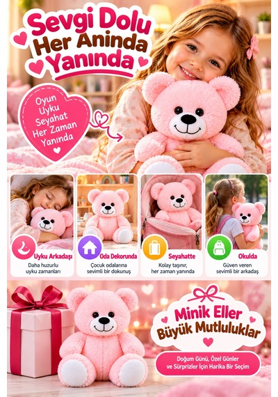 20 Cm Pembe Pelüş Ayıcık Yumuşak Oyuncak Sevimli Ayı Çocuk Oyuncağı Yumuşak Pelüş Oyun Arkadaşı Mini Çok Renkli