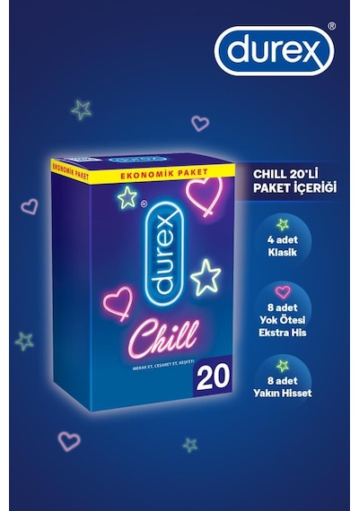 Durex Chill Karma Paket 20'li + Intense Prezervatif 20'li Durex Chill Karma Paket 20'li + Intense Prezervatif 20'li