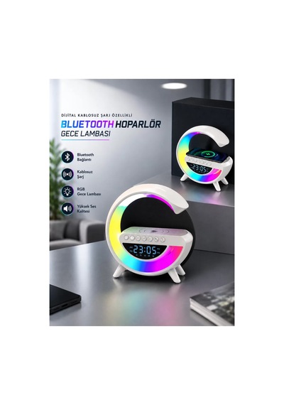 Bluetooth Hoparlör 15w Kablosuz Hızlı Şarj Led Gece Lambası Kısa Deger