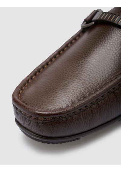 Cabani Hakiki Deri Kahverengi Toka Detaylı Erkek Loafer Kahverengi