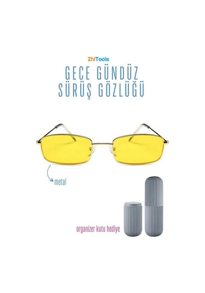 Zhltools Gece Gündüz Sürüş Gözlüğü Metal Çerçeveli
