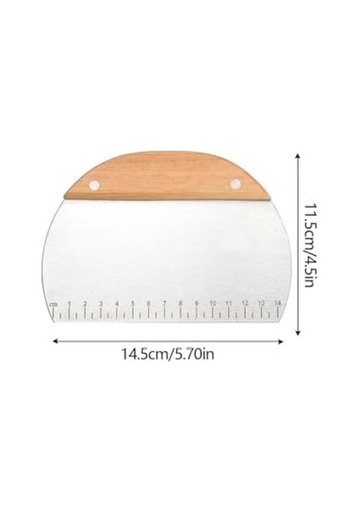Çelik Oval Ahşap Saplı Hamur Kesici Spatula, Kahverengi 0