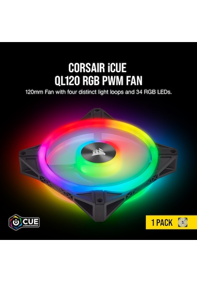 Corsaır Co-9050097-Ww Icue Ql120 Rgb 120 Mm Dort Rgb Renk Dongulu