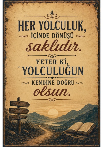 Edebi Sözlü Retro Mdf Duvar Tablosu Yolculuk Temalı Dekoratif Poster 28