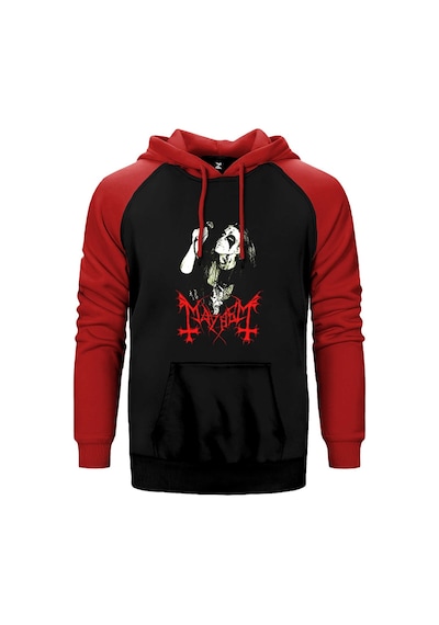 Mayhem Rotten Dead Kırmızı Renk Reglan Kol Kapşonlu Sweatshirt Kırmızı