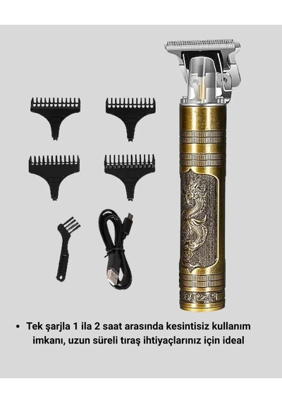 Ers Profesyonel Çizik Tıraş Makinesi T Çelik Bıçaklı, 120 Dakika Şarjlı Kullanım, 3 Başlıklı