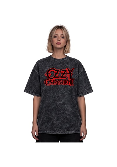 Ozzy Osbourne Rock Metal Müzik Grubu Baskılı Unisex Oversize Eski Siyah
