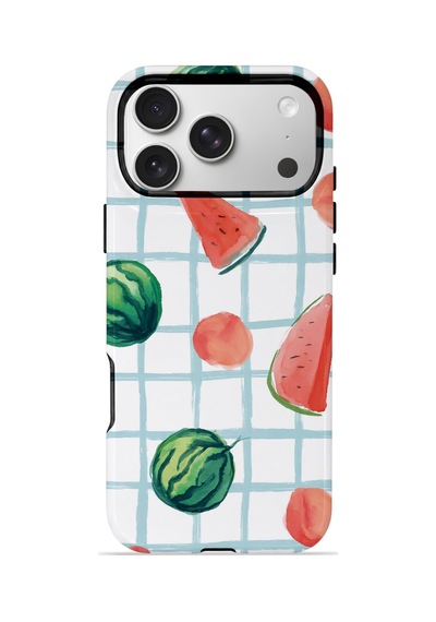 Apple iPhone Uyumlu 17 Pro Max Vorian Çift Katmanlı Magsafe Kılıf Watermelon Grid