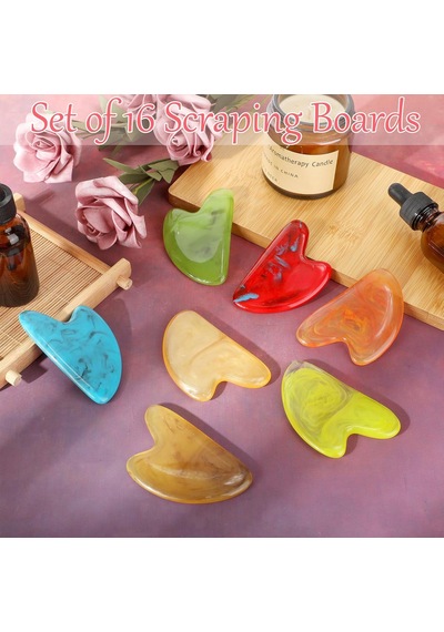 16 Adet Gua Sha Yüz Aletleri, Guasha Aracı Yüz Gua Sha Taş Yüz Şekillendirme Aracı Guasha Aracı Yüz Masaj Aletleri Vücut Spa Akupunktur İçin Yüz Masajı Kas Gerginliğini Gidermek Şişlik