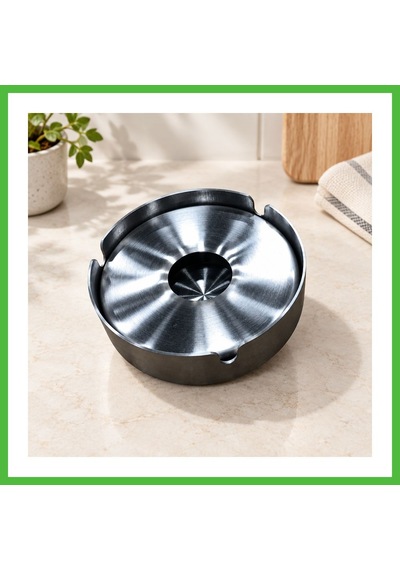 Vaveni Tekli Büyük Üstü Kapalı Metal Küllük Arz
