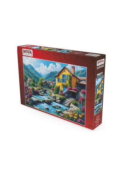 Nova Puzzle 1000 Parçalı Dağların Gölgesinde Sarı Ev Puzzle/yapboz - 41210
