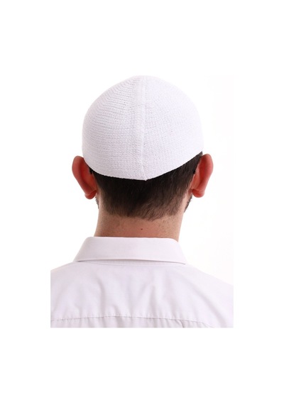 Kışlık Kadife Takke Düz Desen - Beyaz