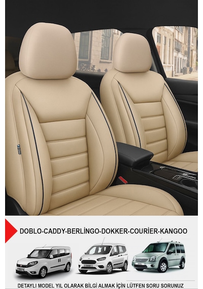 Jet Deri Üniversal Ticari Oto Koltuk Kılıfı Doblo-caddy-berlingo-dokker-courier-kangoo Bej