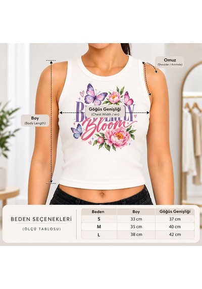 Bk Gift Sıfır Kol Fitilli Crop Bluz - Esnek Likralı Günlük Crop-9 Beyaz