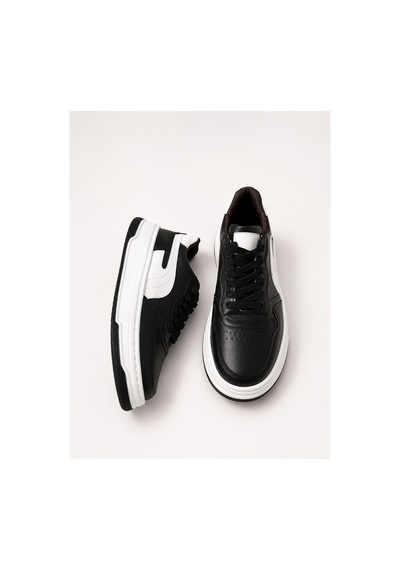 Yalçın Erkek Siyah Beyaz Sneaker Kalın Taban Ortopedik Günlük Spor Ayakkabı Siyah - 880226965 Siyah