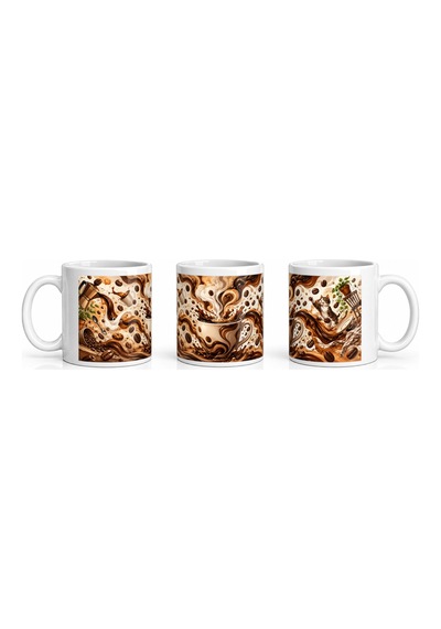 Seramik Kupa Kahve Kaos Temalı Baskılı 300 Ml Hediyelik Ofis Çay Beyaz