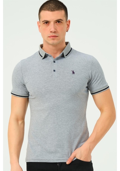 T8586 Dewberry Erkek Polo Yaka T-shırt-gri-2
