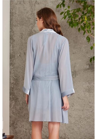 Pierre Cardin 4800 Kadın Dantelli Kadife Tulum Sabahlık Takım-mist Mist