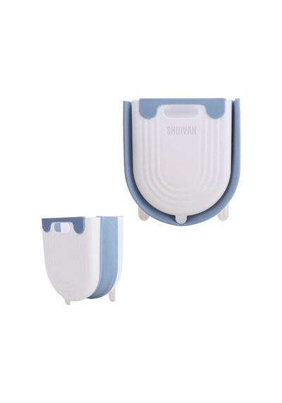 Shuıvan Karavan Çöp Kovası 9 Litre Katlanır Tezgahaltı Tip - Beyaz Mavi-1592