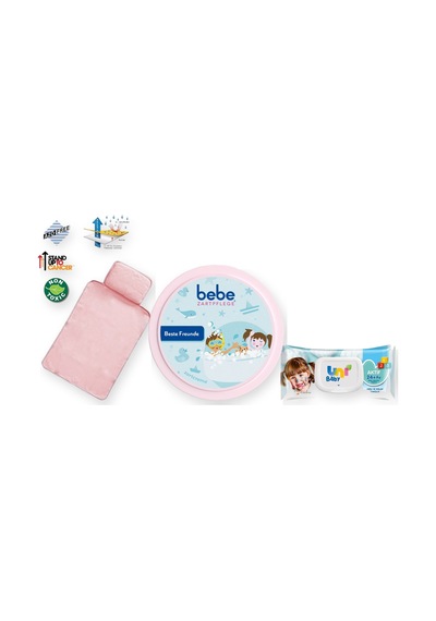 Alt Değiştirme Seti 3 Parça: Alt Açma Minderi + Islak Mendil + Pişik Kremi - Pembe
