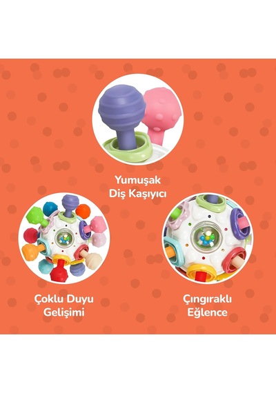 Bebek Montessori Duyusal Diş Kaşıyıcı Top, Motor Beceri Gelişim Oyuncağı