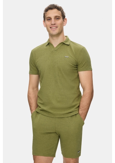 Felıpe Haki Polo Yaka Krinkıl Hafif Kumaş Metal Logolu Standard Fit Erkek Tshirt Haki