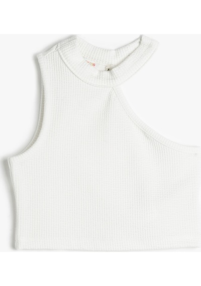 Koton Crop Üst Tek Omuz Kolsuz Fitilli Beyaz 3skg30006ak 3SKG30006AK000 Beyaz