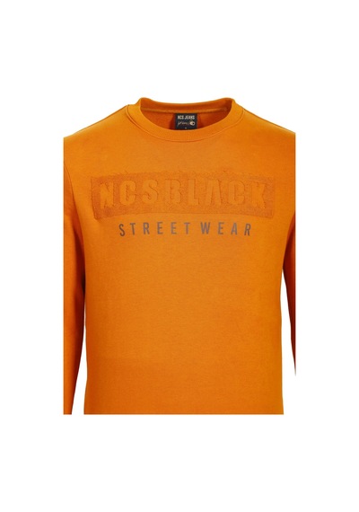 Erkek Hardal Yüksek Dokumalı Slim Fit Bisiklet Yaka Şardonlu Sweatshirt Ncsjeans 1604-hardal Hardal