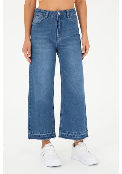 U.S. Polo Assn. Kadın Mavi Flare Cropped Fit Jean Pantolon 50282856-DN0022